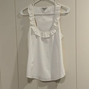 Guess: White racer back ruffle cami